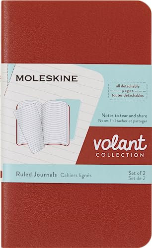 Moleskine Volant Notizhefte (liniert, Soft Cover, X-Small) 2er-Set Korallrot, Aquamarinblau