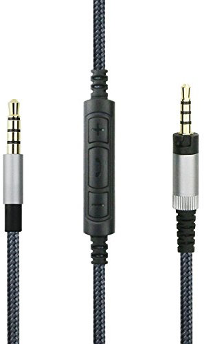 Audio-Ersatzkabel mit eingebautem Mikrofon, Fernbedienung, Lautstärkeregler, kompatibel mit Sennheiser HD4.40, HD 4.40 BT, HD4.50, HD 4.50 BTNC, HD4.30i, HD4.30G Kopfhörer und kompatibel mit Samsung