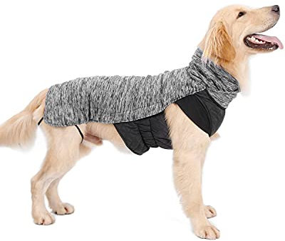 LIVACASA Hundemantel Winddicht Warm Hundejacke Gepolstert Wasserabweisend Wintermäntel Winterjacke für Hunde Reflektierend Bauchschutz Mit Leineloch Winter Hundewintermantel Grau 2XL
