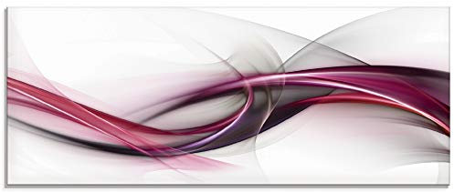 ARTLAND Spritzschutz Küchenrückwand Küche Herd Glas mit Motiv 125x50 cm Design Rückwand Bad Modern Abstrakt Muster Streifen Kunst Rot S8UL