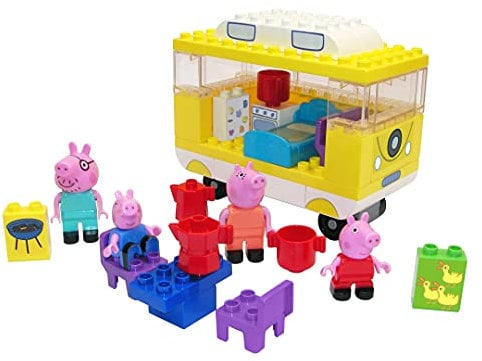 BIG-Bloxx Peppa Pig Camper - Peppa´s Campingwagen, Construction Set, BIG-Bloxx Set bestehend aus Familie und Camper, 54 Teile, für Kinder ab 18 Monaten