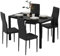 Jooli H Black Dining Table and Chairs Set 4, Glass Kitchen Table with 4 Faux Leather Upholstered Metal Chairs Modern Dining Room Sets for Home