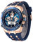 Herren Militär Sportuhren Digitale wasserdichte Analoguhr mit Datum, Alarm, Leuchtet, Stoppuhr, Große Armee-Armbanduhr für klobige Männer (Roségold Blau)