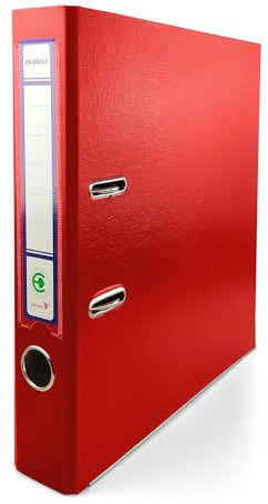 Netuno 1x Ring-Buch Rot DIN A4 Ekobox 2-Ring-Mechanik 5cm Ringmappe a4 schmaler Aktenordner a4 schmal Aktenordner dünn Kunststoffordner einfarbig Ordner Dokumente Ringbuch Ordner Schulordner