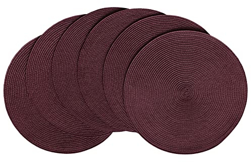 HODJOY Platzsets 6er Set, Runde Tischsets für Esstisch, Gewebt, Waschbar, rutschfest, 38,1 cm, für Thanksgiving, Lila
