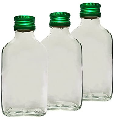 10 x bottiglie di vetro da 100 ml (0,1 L) con tappo a vite, per riempirlo da soli con tappo a vite, ermetico (10 x bottiglie + tappi a vite verdi)