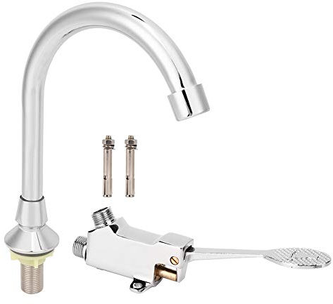 Haofy Vollständiger Satz Freisprech-Fußpedal-Wasserhahn, Fußventil + Wasserhahn + Schraube, Berührungsloser Labor-Fußschalter für Bodenmontage