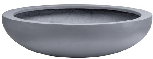 VIVANNO Pflanzschale Blumenschale Dekoschale Fiberglas grau Beton-Design 34x9 cm für Garten & Herbstdeko