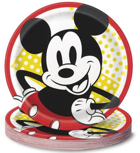 Disney Mickey Mouse Party 9 Inch Dinner Plates - 8 ct
