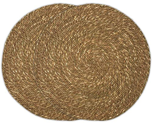 Lightnpro Round Natural Seagrass Serving Placemat Set of 4, Round Charger Plates Designed to Decorate Your Chritsmas,Thanksgiving, Catering Event,Dinner Parties,Wedding, New Year Table Decor -13 Inch
