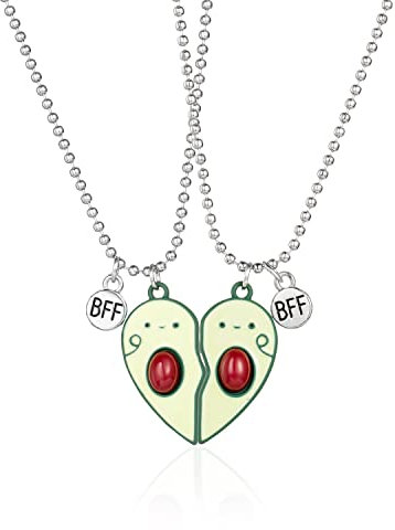 2 Stück Grün Avocado Freundschaftskette Set für Kinder Mädchen Paare Pärchen,Herz Damen Kette Anhänger Freundschaft Ketten Haslkette Schmuck Geschenke für für BFF Beste Freunde Freundin Geburtstag