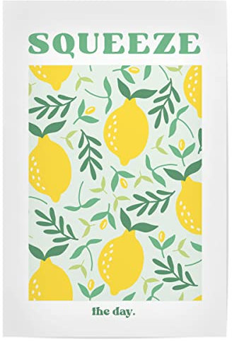 artboxONE Poster 90x60 cm Typografie Squeeze den Tag mit Zitronen - Bild Zitrone Carpe Diem Citron