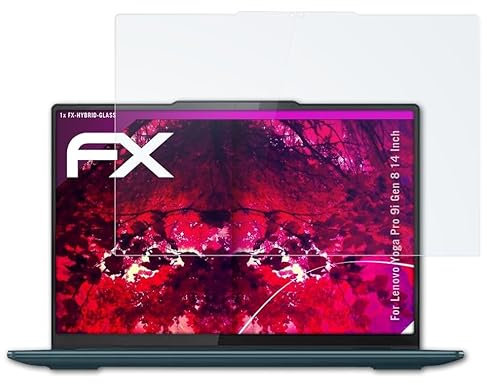 atFoliX Glasfolie kompatibel mit Lenovo Yoga Pro 9i Gen 8 14 Inch Panzerfolie, 9H Hybrid-Glass FX Schutzpanzer Folie