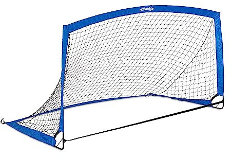 Relaxdays Fußballtor tragbar, Garten, Kinder & Erwachsene, HBT 115x195x115 cm, transportables Tor, Fußball, blau-schwarz