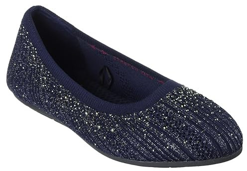 Skechers Women's Cleo 2.0-Glitzy Daze Ballet Flat, Navy, 9