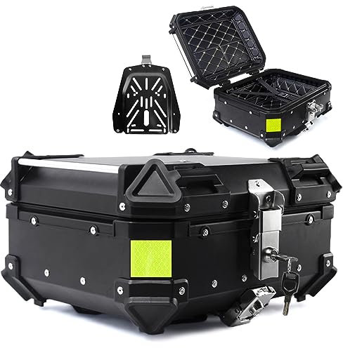 VUSNPL Top Case 28 Liter Koffer Motoradkoffer Rollerkoffer Universal Motorrad Heckkoffer,klein Topcase für Roller,Motorrad,Mofa,Quad,Schwarz/Weiß (Color : Schwarz)