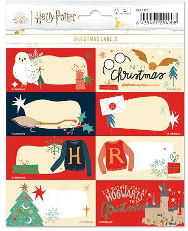 Grupo Erik Aufkleber Etiketten Harry Potter mit einer Größe von 8x4 cm und Illustrationen mit den Hauptfiguren, Etiketten zum Beschriften, 16 Klebeetiketten Set