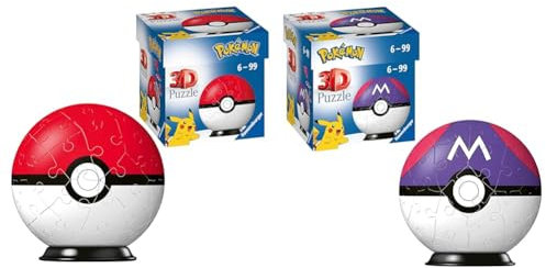 Ravensburger Pokemon Pokeball - 3D Jigsaw Puzzle Ball & 11564 Pokemon Master Ball 3D Jigsaw Puzzle
