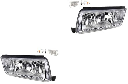 Johns, Scheinwerfer Satz Halogen Front kompatibel zu Skoda Fabia 6Y 09/99-03/08 H7 H3 Links & Rechts + Nebelscheinwerfer + Leuchtmittel