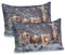 ABAKUHAUS Weihnachten Kissenbezug Packung mit 2, Kerze Winter Holiday Themed Arrangement mit Schnee und Tanne Blätter drucken, Dekorativer Standard Gedruckter Kissenbezug, 80 x 40 cm, Khaki und Grau