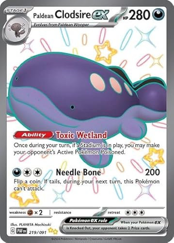 Pokemon – Paldean Clodsire ex 219/091 - Paldean Fates – Full Art Shiny – Holo Foil Card