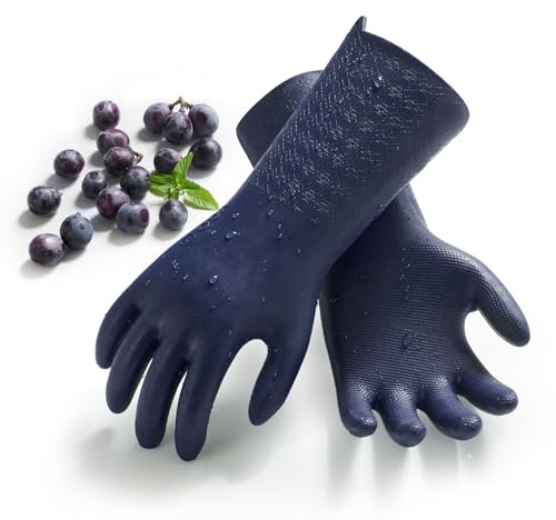 Vgo... Gants de Nettoyage de Qualité Restauration, -10~100℃ Résistant aux Graisses et Produits Chimiques pour Cuisines Industrielles et Ménager (Lavables au Lave-Vaisselle) (TP1117,Bleu Marine,S)