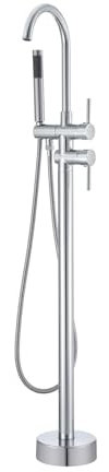 VEVOR Freistehende Badewannenarmatur mit Handbrause, Klassisch Badewannen Armaturen Set 98 cm Hohe, Silberner Badewannenhahn 1,61 GPM Durchfluss, Badewanne Wasserhahn Duschsystem Duscharmatur