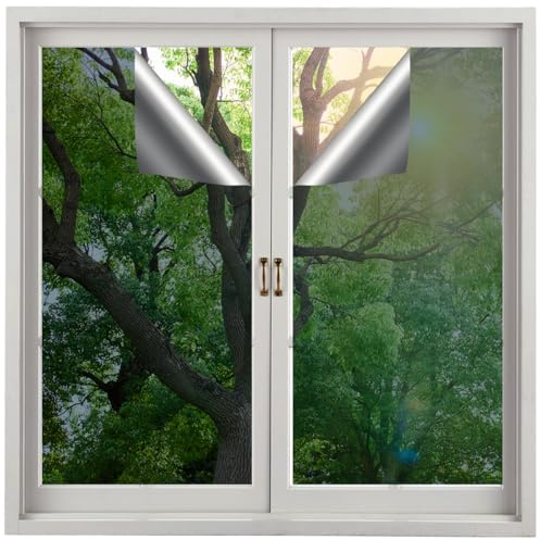 OctBird Fensterfolie Spiegelfolie Wärmereflektion Selbstklebend Sonnenschutzfolie Sonnenschutz Sonnenschutzfolie UV Schutzfolie Fenster Tönungsfolie Hausfenster Hitzeschutzfolie 75x200cm
