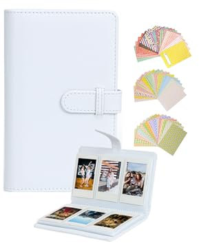 Mini Photo Album 108 Pockets for Fujifilm Instax Mini LiPlay 99 12 11 evo 40 90 70 50S 26 25 9 8+ 8 7S Camera With 60pcs Cute Colorful Stickers (White)