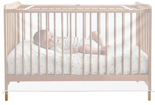 Navaris Zanzariera Culla Neonato - Rete Antizanzare per Lettini Bambini - Rete Zanzare per Letto Lettino da Campeggio - con Doppia Cerniera per Facile Accesso - con Borsa Coulisse