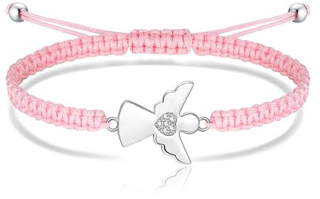 Jrêveinfini Schutzengel Armband Damen Mädchen Kinder Silber 925, Engel Schutzengel Taufe Stoff Armband Kommunion Mädchen, Glücksbringer, Firmung Schulanfang Schulkind Geschenke Frauen Mädchen