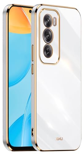 HONLEN Custodia per OPPO Reno12 Pro 5G / OPPO Reno 12 Pro 5G (6.7 Inches), Cover Morbida in Silicone TPU, Design del Telaio Galvanico - Bianco