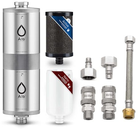Alb Filter® FUSION Active+Nano Trinkwasserfilter gegen Schadstoffe und Keime | Untertisch Komplett-Set Schnellkupplung | Made in Germany Edelstahl Natur