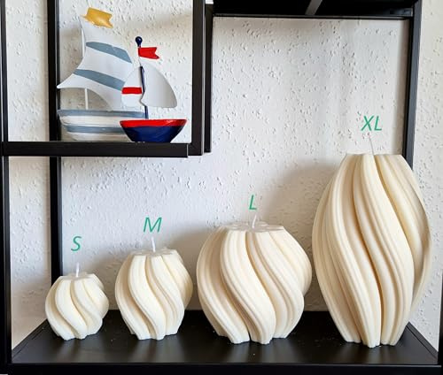 Swirl Kerze XXL Spiralkerze, Dekokerze Welle Twist Geschenkset, Riesenkerze (M)