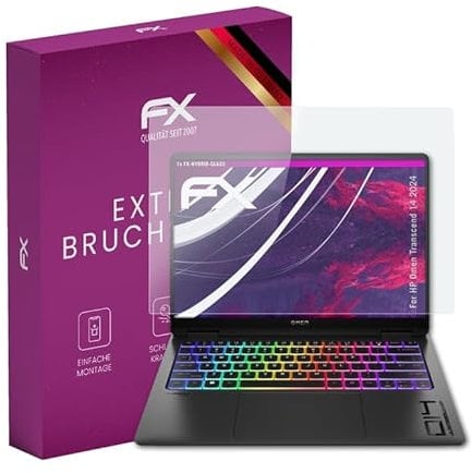 atFoliX Glasfolie kompatibel mit HP Omen Transcend 14 2024 Panzerfolie, 9H Hybrid-Glass FX Schutzpanzer Folie