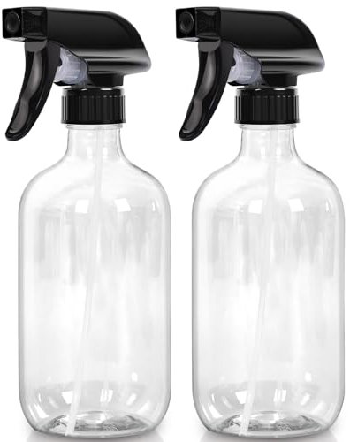 Josteve Cleaning Spray Bottles Hair Water Spray Bottle Plants Mister Sprayer Durable Trigger, Refillable, Clear Plastic 2x 500ml (3Pcs Misting Head) Empty Gardening Atomizer Hair Mister Mist