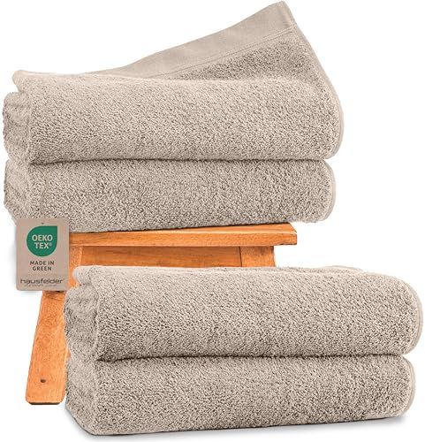 Saunatuch 4er Set 80x200cm, Premium 500g/m² Sauna Handtuch groß - Damen und Herren Saunatuch, 100% Baumwolle, Ökotex Zertifiziert,Farbe: Beige