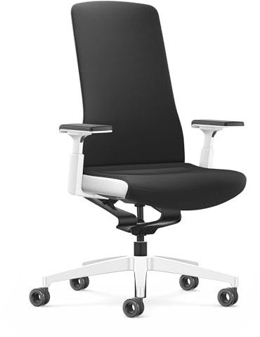 Interstuhl Pure Fashion Edition – Der Bürostuhl der Sich an Gewicht und Bewegung anpasst – ausgestattet mit der nachgewiesen ergonomischen Smart-Spring Technologie (4D-Armlehnen, Black | White)