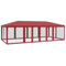 vidaXL Partyzelt, Pavillon mit 12 Mesh-Seitenteilen, Gartenpavillon für Party Hochzeit, Festzelt Gartenzelt Eisengestell Wasserfest UV-beständig, Rot 8x4m HDPE