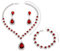 FDEETY Schmuckset für Damen Modische Elegante Schmuck Braut Tropfen Halskette Armbänder Strass Ohrringe Set Anhänger Schmuck Set Geschenke Schmuck(Rot)