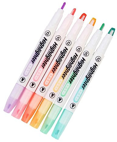 SHOWERORO Textmarker 6 Stück Mit Transparenter Doppelspitze Für Präzises Schreiben Und Markieren in Leuchtenden Farben Wischfest Farbenfrohes Für Schüler