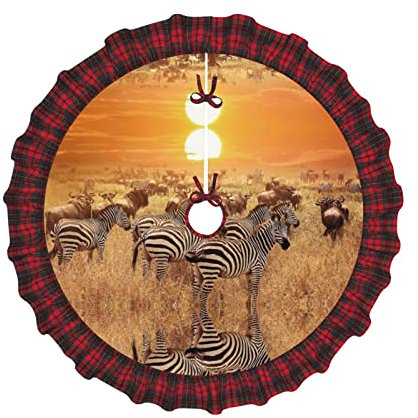Afrika Sonnenuntergang Zebra Weihnachtsbaum Rock Weihnachtsbaum Rock Plaid Rand Weihnachtsbaum Basis Abdeckung für Weihnachtsdekorationen