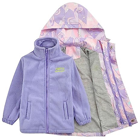 Veste de ski imperméable à manches longues avec doublure amovible pour filles et garçons, violet, 5-6 ans