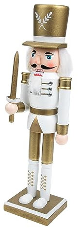HAWILLOSCH Nussknacker Weihnachtsdekorationen Weihnachten Weihnachts präsente LED Lichter Ingwer Bier Geld Kekse Gartendekoration Gartenverzierung hölzern Golden