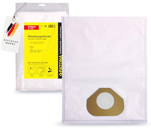 PATONA Sacs pour Aspirateur (10 Pièces) en Textile Non Tissé Multicouches avec Microfiltre | Compatibles avec Nilfisk GA70, GM80, GM90, GS80, GS90 | Filtration Fine de Haute Qualité, Durables