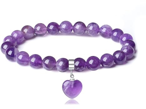 Sahoottie Herz Armband Damen Armband Heilsteine Armbänder Stein 8mm Perlen Schmuck Beste Freundin Geburtstagsgeschenk Freundin Geschenk