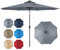 GOPLUS Parasol de Jardin Exterieur 3M, Parasol Inclinable 8 Baleines, Lumineux Solaire 24 LED, Manivelle, Anti-UV, Grand Parasol en Métal pour Plage Balcon Patio, Base Non Incluse (Gris)