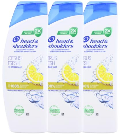 3x Head & Shoulders Citrus Fresh Anti Schuppen Shampoo Für Fettiges Haar je500ml