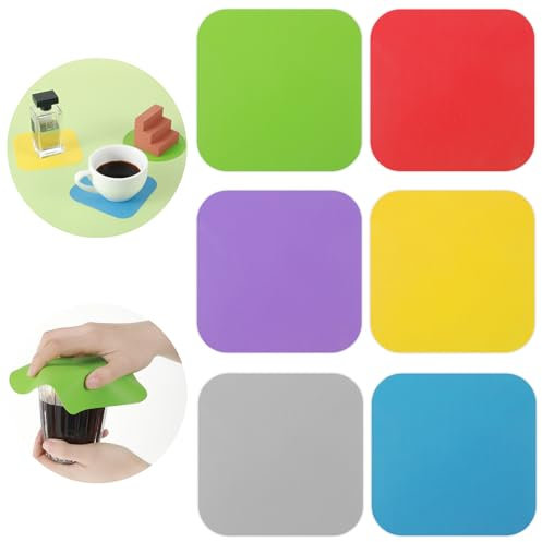 Oruola 6pcs Rubber Jar Gripper Pads,Silicone Jar Opener Gripper Pad for Opening Jars,Multi-Function Silicone Bottle Opener Kitchen Coasters for Elderly Children Women Weak Hands,6 Colors
