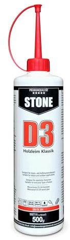 STONE D3 Holzleim Klassik – Wasserfester Weißleim 500 ml | Für Holz & Holzwerkstoffe | DIN EN 204 D3 NSF-certified | Innen & Außen, klar trocknend, starke Verbindung